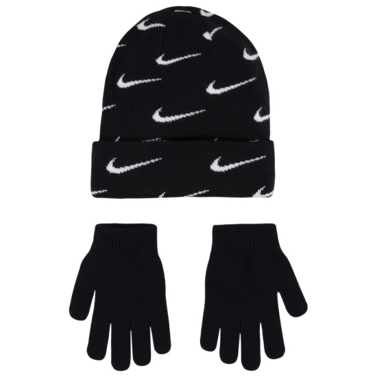 Nike Παιδικό σετ σκουφάκι & γάντια Swoosh Repeat Beanie Set Nike Παιδικό σετ σκουφάκι & γάντια Swoosh Repeat Beanie Set